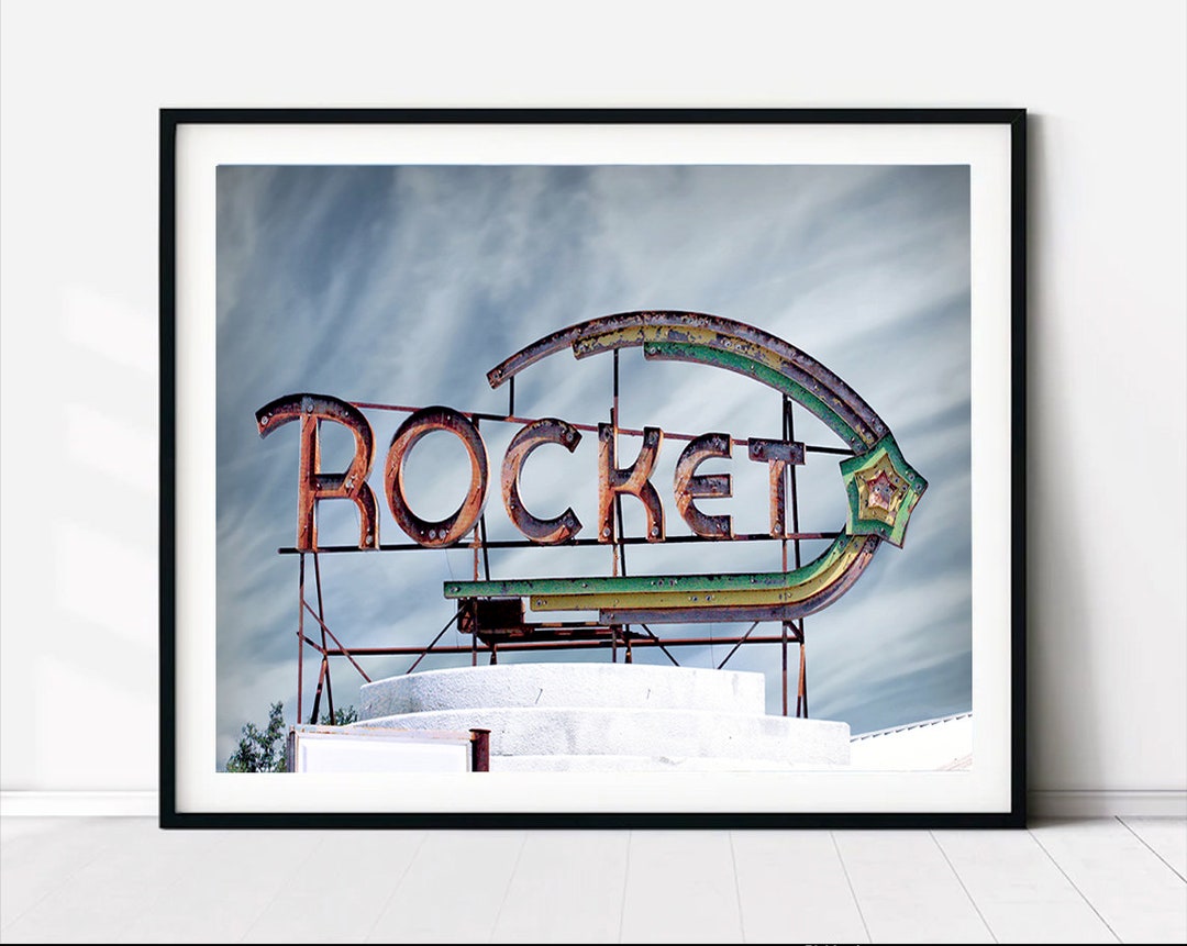 Rocket Vintage Retro Neon Sign Sign Ft.worth Texas - Etsy