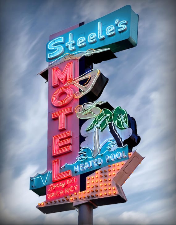 Steele's Motel Vintage Neon Sign: Retro Route 66 Americana - Etsy