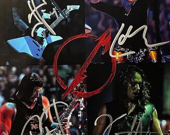 Metallica Band autographed Reprint (copy), Kirk Hammett, James Hetfield,  Heavy Metal, Rock and Roll, 8x10 print.