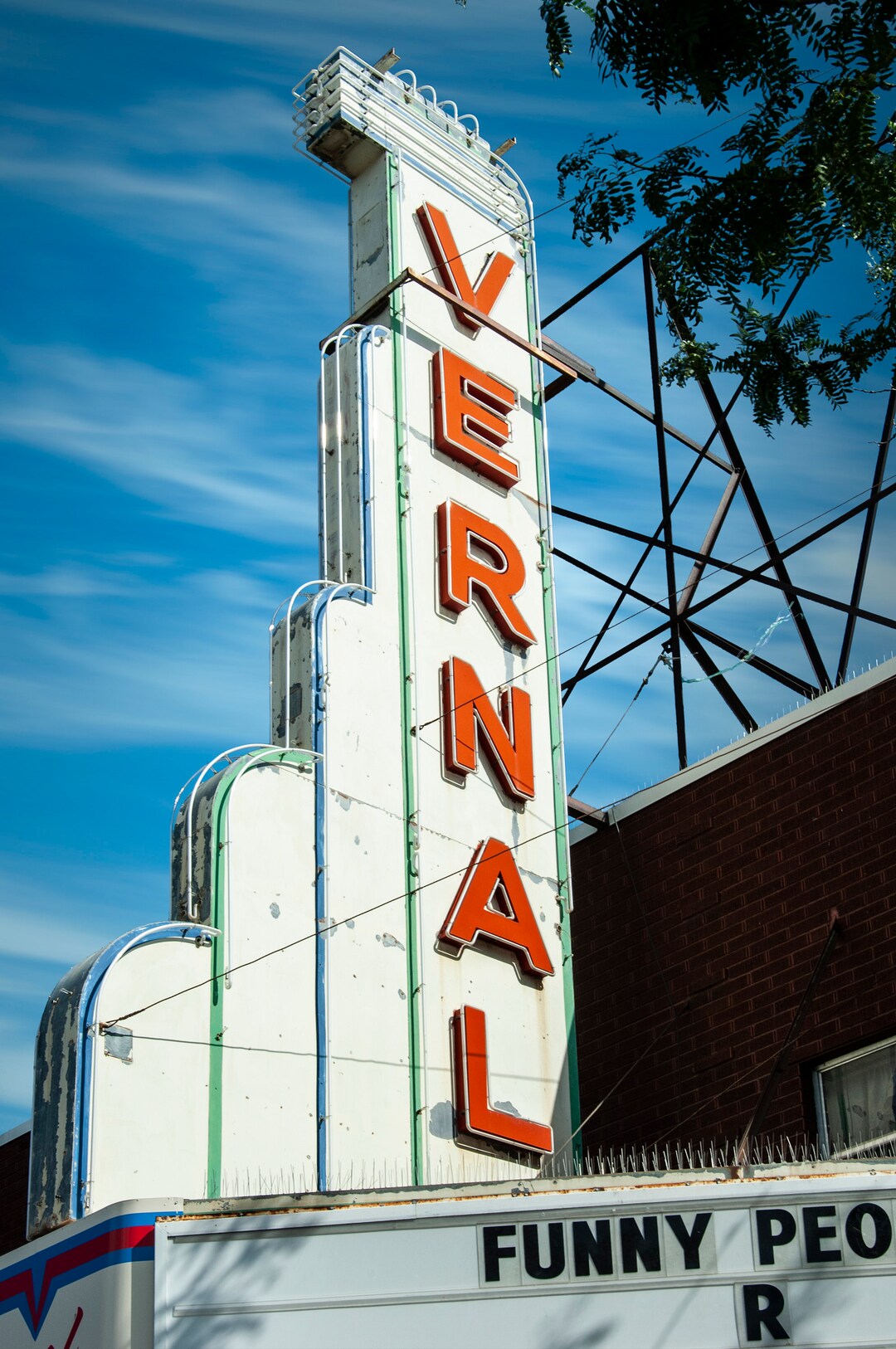 Vernal Theatre Retro Roadside Movie Theatre Marquis Vintage Neon Sign