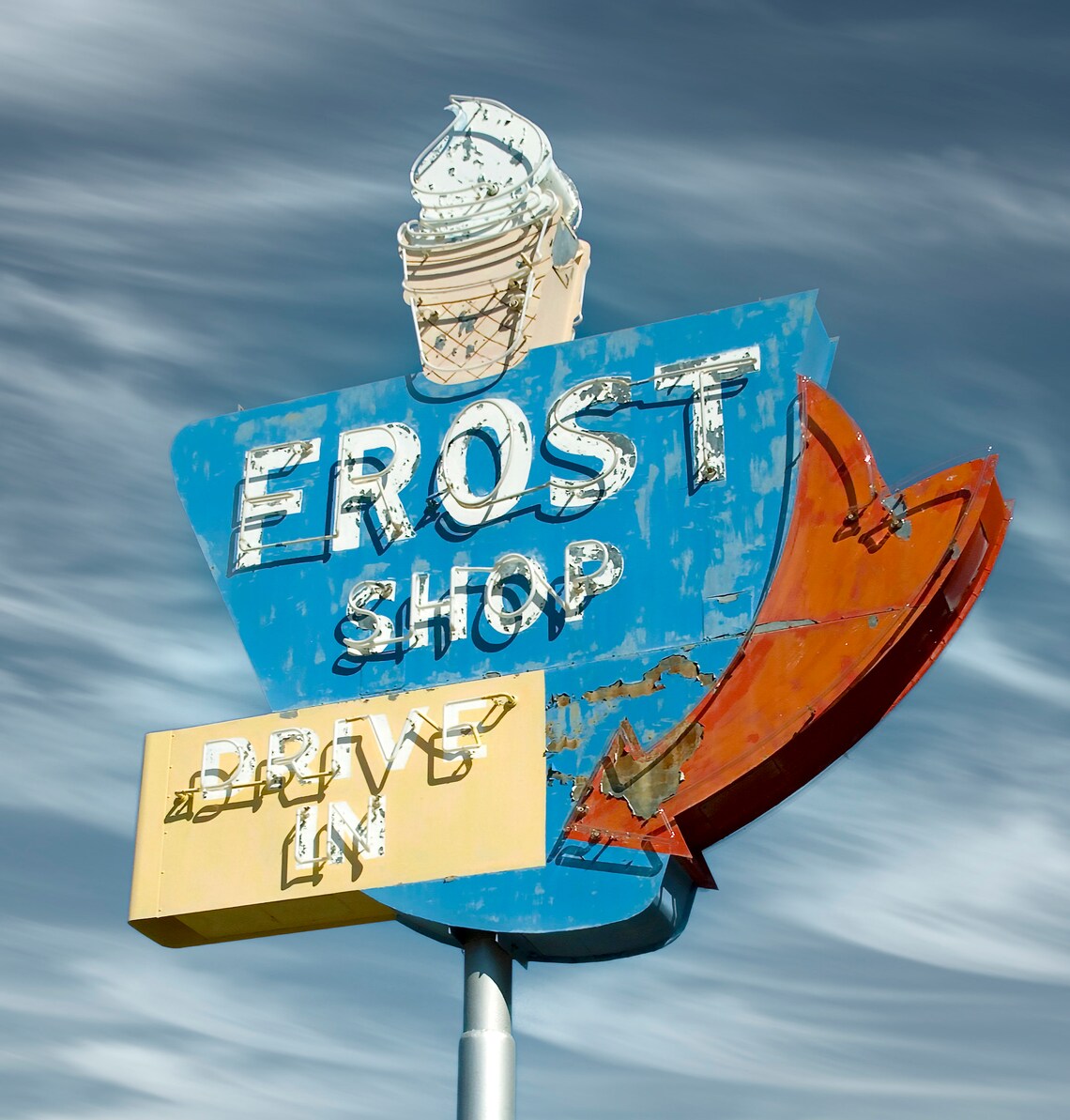 Frost Ice Cream Shop Retro Roadside Diner Restaurant Vintage Neon Sign
