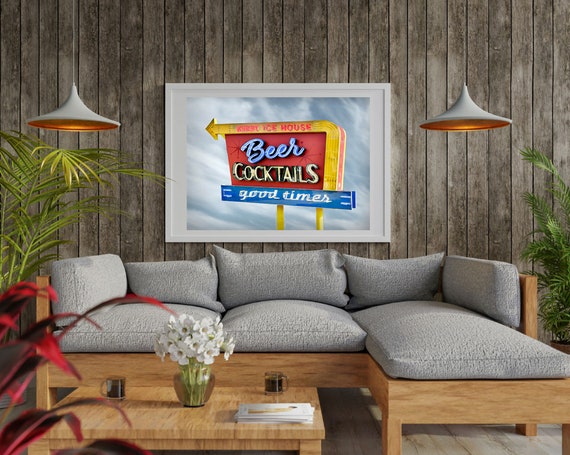 Vintage Neon Sign: Kirby Ice House, Beer & Cocktails Art - Etsy
