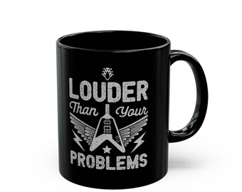 Flying V Guitar | Black Ceramic Coffee Cup