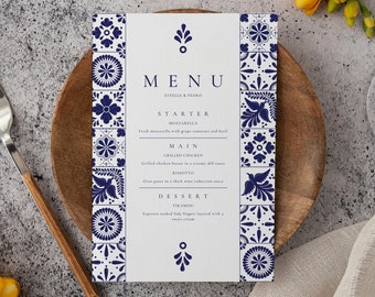 Mexican Talavera Tiles Menu Template #2 - Digital Format for Restaurants and Weddings. Easy to edit with Canva. Instant Download