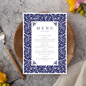 Mexican Talavera Menu Templates for Weddings & Restaurants #8. Includes Food + Drinks versions. Easy to edit with Canva. Instant Download!