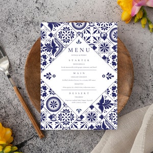 Mexican Talavera Tiles Menu Template #3 - Digital Format for Restaurants and Weddings. Easy to edit with Canva. Instant Download