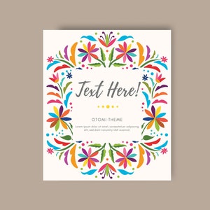Mexican Otomi Floral Template | Otomi Design Printable | Digital Floral Printable | Black & Beige Versions | Canva Edit | Instant Download!