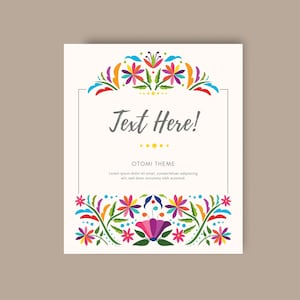 Mexican Otomi Floral Template | Otomi Design Printable | Digital Floral Printable | Black & Beige Versions | Canva Edit | Instant Download!