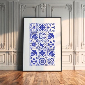 Mexican Talavera Printable Wall Art | Modern Decorative wall art | Talavera Wall Decor | Blue Art print | Wall Hanging art | Home decoration
