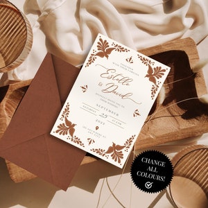 Boho Wedding Invitation & Save the Date Template Set, Mexican Talavera Inspired | Mexican Wedding Invitation | Canva Edit | Instant Download
