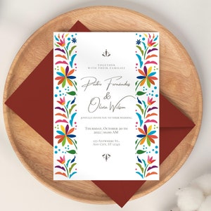 Mexican Wedding Invitation & Save the Date Set | Colorful Floral Otomi Design #4 | Printable Invite Template | Canva Edit | Instant Download