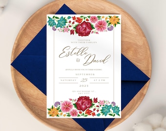 Wedding Invitation & Save the Date, Oaxaca Floral Design #1