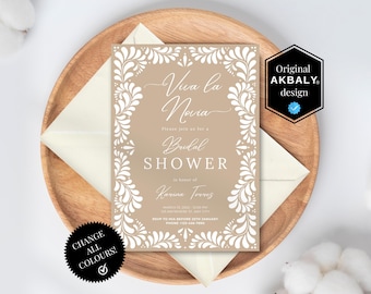 Talavera Bridal Shower Invitation | Papel Picado Bridal Brunch Invite | Elegant Bridal Shower Templates | CanvaEdit | Instant Download!