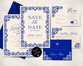 Wedding Invitation & Save the Date Template Bundle | Modern Wedding RSVP, Place Card, Details, ThankYou Note | CanvaEdit | Instant Download