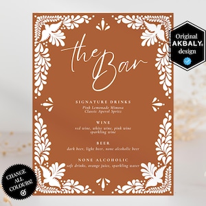 Talavera Bar Menu Template | Talavera Bar Sign Print | Mexican Event Printable Sign | Signature Drink Menu | CanvaEdit | Instant Download