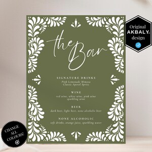 Talavera Bar Menu Template | Talavera Bar Sign Print | Mexican Event Printable Sign | Signature Drink Menu | CanvaEdit | Instant Download