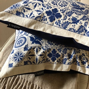 Pillow Covers, Mexican Talavera Style Fine & soft Cotton canvas Decorative Cushion Cover Decorative Pillow Throw Pillow Home decor image 10