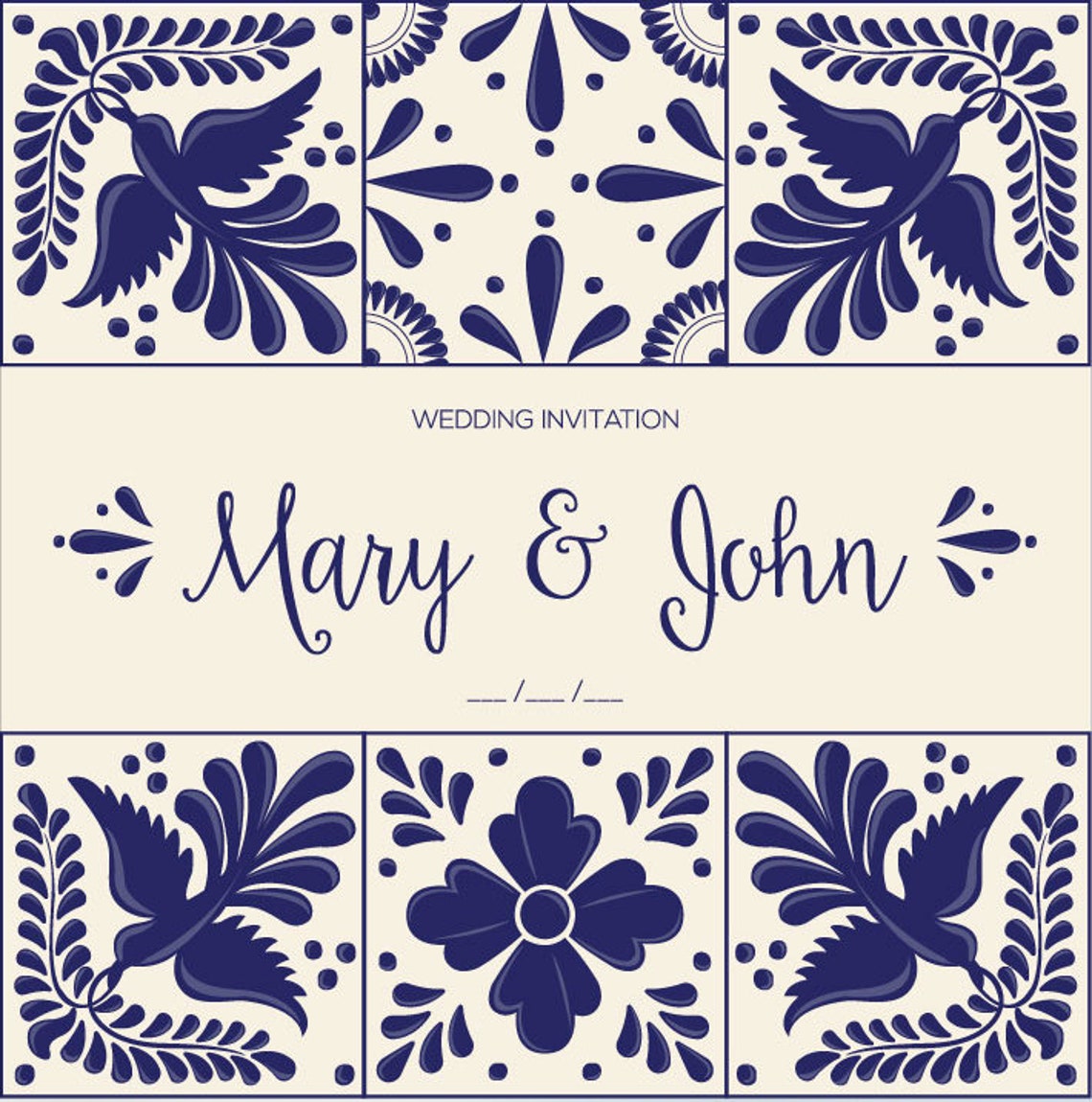 Mexican Talavera Frame Wedding Invitation | Etsy