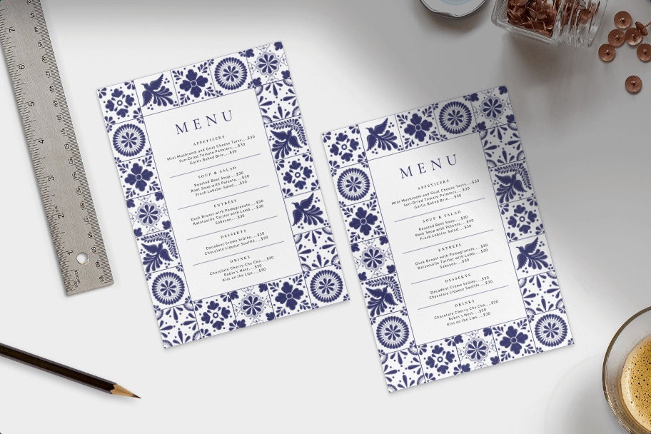 Mexican Talavera Tiles Menu Template #1 - Digital Format for ...