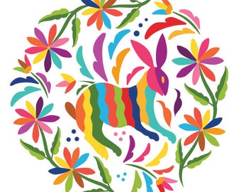 Mexican Otomi Stamp | Floral & Animal Design | Floral Stamp | Digital Files | ClipArt | SVG | PNG | Sublimation PNG | Instant Download