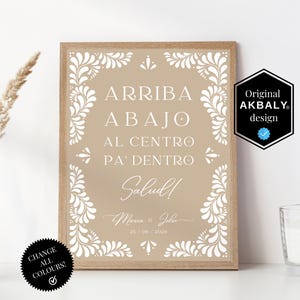 Talavera Wedding Up, Down, Center, Inside, Cheers! Bar Sign | Elegant Talavera Theme Wedding Fiesta | Canva Edit | Instant Download