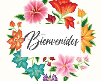 Mexican Floral Style | Customizable Stamp Design | Digital Files | ClipArt | SVG | PDF | PNG | Eps | Adobe | Editable File | Customizable