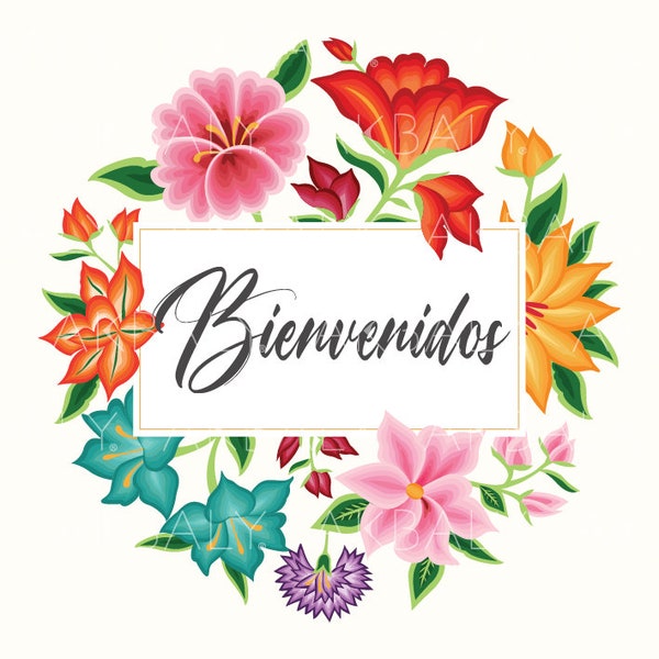 Mexican Floral Style | Customizable Stamp Design | Digital Files | ClipArt | SVG | PDF | PNG | Eps | Adobe | Editable File | Customizable