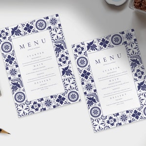 Mexican Talavera Tiles Menu Template #1 - Digital Format for ...