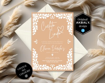 Zaproszenie meksykańskie Cielito Lindo Talavera | Zaproszenie na Baby Shower inspirowane Talaverą | Motyw Barro Cielito Lindo | Canva Edytuj | Natychmiastowe pobieranie