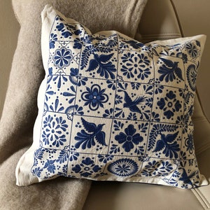 Pillow Covers, Mexican Talavera Style Fine & soft Cotton canvas Decorative Cushion Cover Decorative Pillow Throw Pillow Home decor image 5