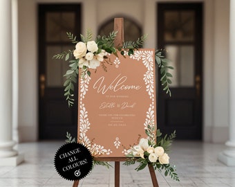 Modern Wedding Welcome Sign Templates |  Set of 3 Formats | Mexican Talavera Inspired | Wedding Signage | Easy Canva Edit | Instant Download