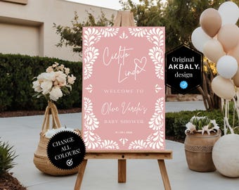 Cielito Lindo Baby Shower Welcome Sign Template | Talavera baby shower Signage | Baby Brunch Printable Sign | CanvaEdit | Instant Download!