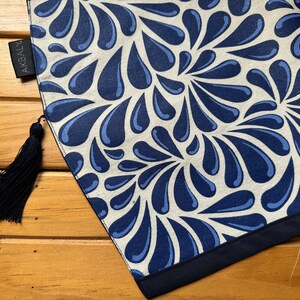 Table Runner, Mexican Talavera Blue Table Runner Cotton Canvas Table Runner Tile Pattern Table Runner Home decoration Table linens image 9