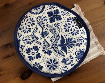 Tortilla Holder, Mexican Talavera | Tortilla Warmer | Tablewear | Mexican Table Decor | blue tortilla holder | Home decor | Perfect Gift!