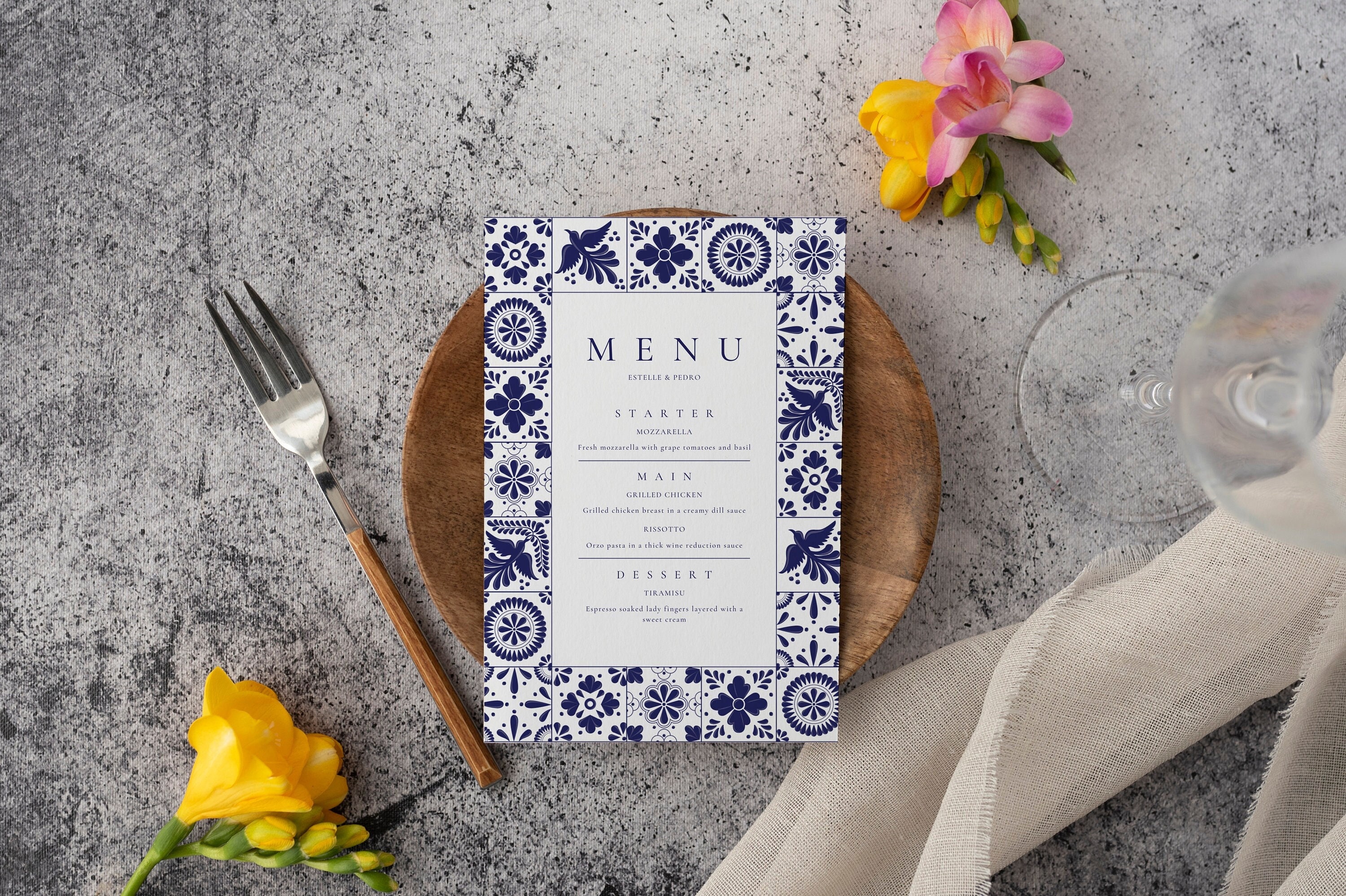 Mexican Talavera Tiles Menu Template #1 - Digital Format for ...