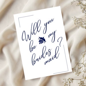 Cartes de demande en mariage pour demoiselle d'honneur | Veux-tu être ma demoiselle d'honneur | Modèle de carte d'information pour demoiselle d'honneur | Carte d'information sur le cortège nuptial | Téléchargement instantané de Canva Edit