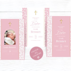 Doopsel uitnodiging sjabloon Set | Moderne doopsel uitnodigen kaart | Talavera geïnspireerd | Afdrukbare uitnodiging | Gemakkelijke Canva-bewerking | Direct downloaden