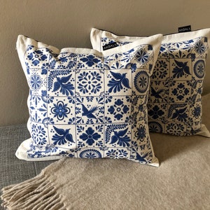 Pillow Covers, Mexican Talavera Style | Fine & soft Cotton canvas | Decorative Cushion Cover | Decorative Pillow | Throw Pillow | Home decor