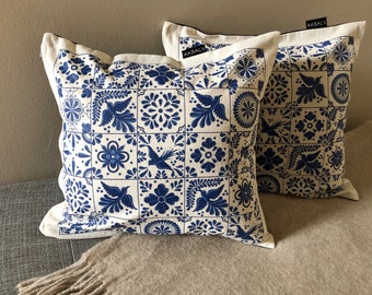 Pillow Covers, Mexican Talavera Style | Fine & soft Cotton canvas | Decorative Cushion Cover | Decorative Pillow | Throw Pillow | Home decor