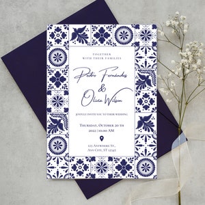 Wedding Invitation & Save the Date Template Set, Talavera Design #2. Mexican Inspired Invitation. Easy to edit with Canva. Instant Download!