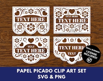 Papel Picado SVG Clipart Set | Mexican Wedding & Baby Shower Decor | High-Quality Png + Svg Files | DIY Crafts | Instant Download!