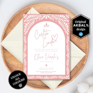 Cielito Lindo Mexican Talavera Invitation | Pink Baby Shower Invite, Talavera Inspired | Cielito Lindo Theme | Canva Edit | Instant Download