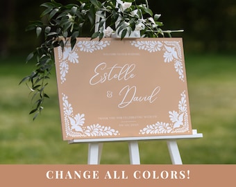 Modern Wedding Welcome Sign Templates | Big Format Signs | Mexican Talavera Inspired | Wedding Signage | Easy Canva Edit | Instant Download