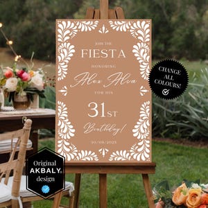 Talavera Birthday Party Welcome Sign Template | Mexican Fiesta Editable Sign | Fiesta Barro Invitation Print | CanvaEdit | Instant Download