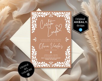 Zaproszenie meksykańskie Cielito Lindo Talavera | Zaproszenie na Baby Shower inspirowane Talaverą | Motyw Barro Cielito Lindo | Canva Edytuj | Natychmiastowe pobieranie