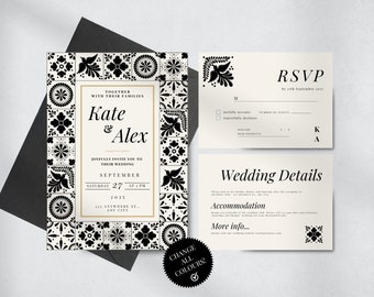 Wedding Invitation & Save the Date Template Set | Modern Wedding Signage, Invitations, RSVP, Details | Easy Canva Edit | Instant Download!