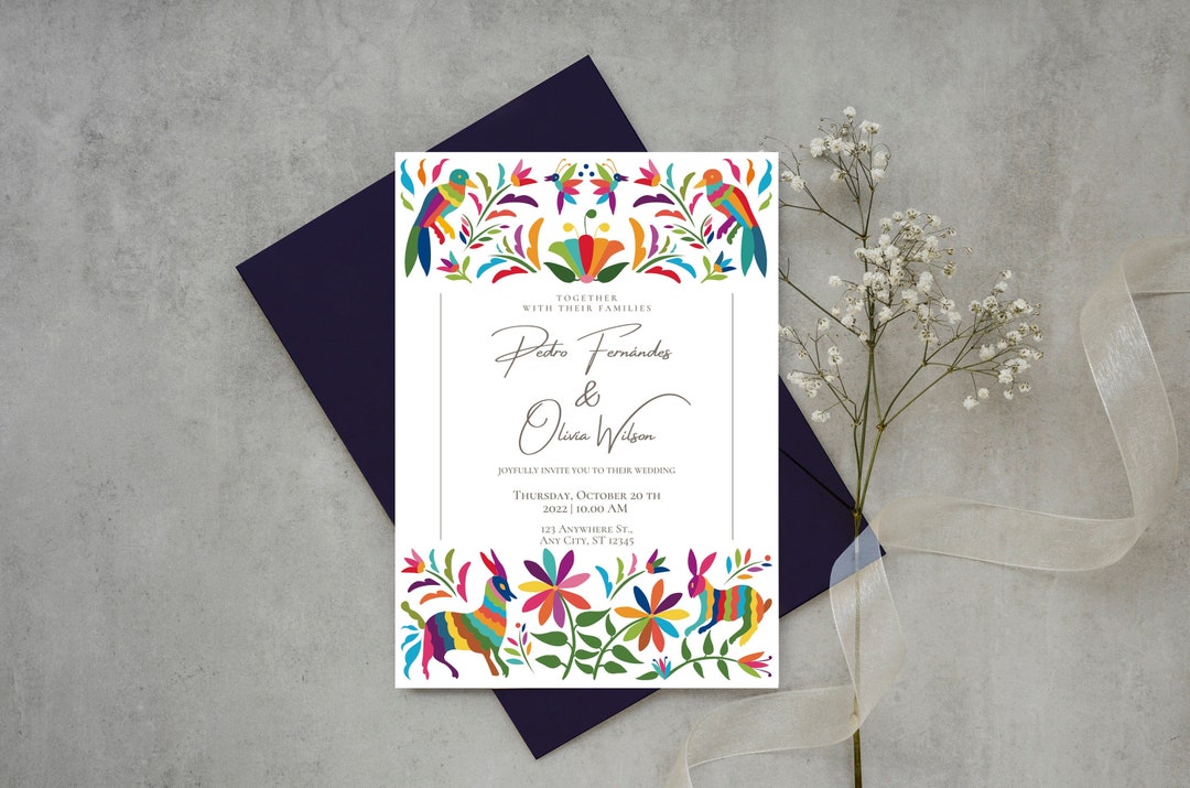 Customizable Mexican Wedding Invitation & Save the Date - Colorful ...