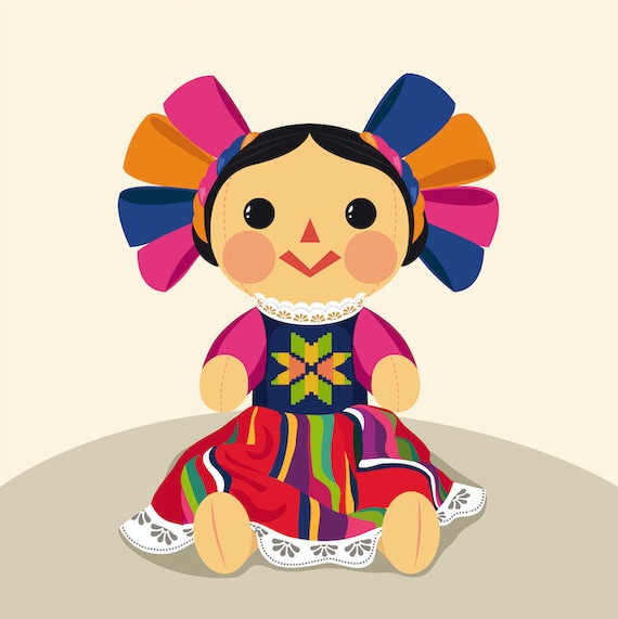 Mexican María Doll Vector- Ideal to print T-shirts, tote bags, mugs and  more ClipArt SVG PNG EPS Adobe Illustrator Editable File