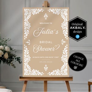 Beige Talavera Bridal Shower Welcome Sign | Elegant Papel Picado Bridal Brunch Sign | Talavera Welcome Decor | CanvaEdit | Instant Download