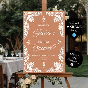 Talavera Bridal Shower Welcome Sign Template | Papel Picado Bridal Brunch Decor | Talavera Wedding Welcome | CanvaEdit | Instant Download!